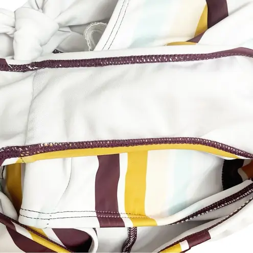 Nani Swimwear One Piece Swimsuit Size Medium Retro Stripe Modest Crisscross Back White