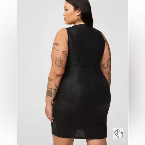 Torrid Black Metallic Mini Foil Surplice Sleeveless Tulip Dress Sz 2X Plus