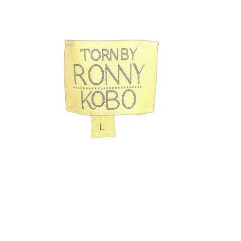 Torn By Ronny Kobo Cut Out Neckline Black Long Sleeve Ribbed Sweater Size Large