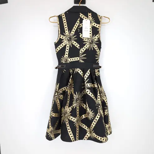 Barok Paris NJ Couture Black & Gold Scuba Material Sleeveless Dress NWT