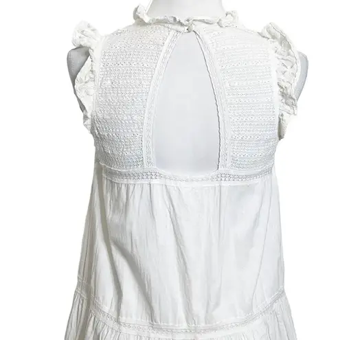 Sézane Sezane Sophia Ruffle Mini Dress White Cotton Women’s Size 4 FR 36 Shift Lined
