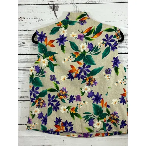 Doncaster Women's Floral Vest Size 14 Beige Multi-color