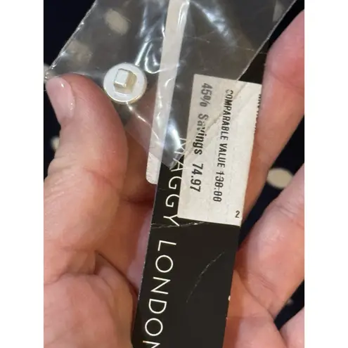 Maggy London Navy White Polka Dot Print Dress in size 2 Navy Bone Twist Neck