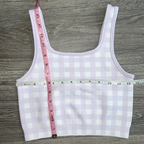 Sweaty Betty  Seamless Cropped Tank Gingham Check Purple & White Small