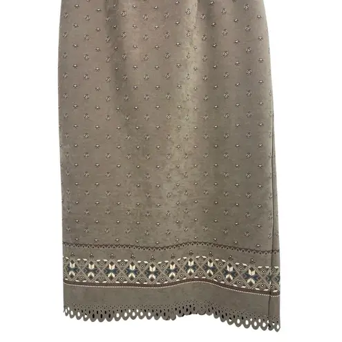 VTG 90s Y2K Nouveau Monde Tan South Western Pattern Faux Suede Long Skirt XL