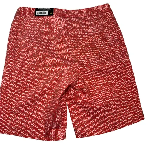 Mario Serrani Italy Red White Print Bermuda Shorts Women’s Size 6 NWT