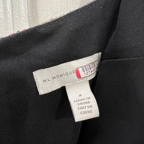 Monique Lhuillier ML Silver Floral Sequin Surplice Gown Size 4 US $595