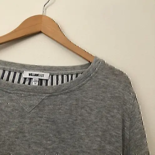 William Rast Plus Size Gray Blue White Stripe Long Sleeve Tie Back Knit Top 1X