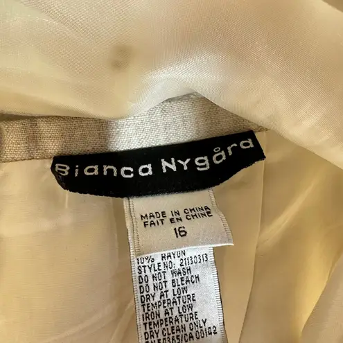 Bianca Nygaard Linen Blend Skirt Beige Brown Embellished Midi Lagenlook Size 16 Tan