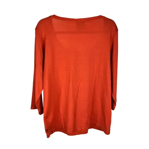 Performance Merino Wool Top Copper Orange 3/4 Sleeve NZ Size 20 (US 16/18)