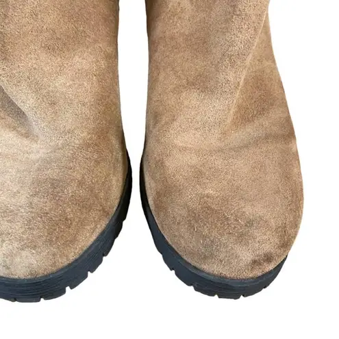 Circus by Sam Edelman Sam Edelman Circus Suede Strappy Side Zip Round Toe Block Heel Boot Women Tan 37