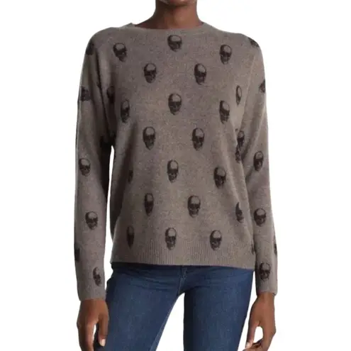 Skull Cashmere 360 Cashmere Cara Jack Crew Neck Skull Sweater Dark Brown Size S