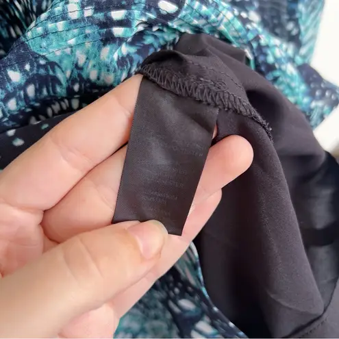 Cynthia Steffe • Tie Neck Feather Print Shift Dress pintuck pleats chiffon mini