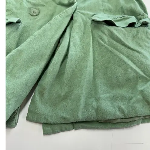 Thakoon Collective Blazer Womens 6 Green Oversized Jacket Linen Blend Career