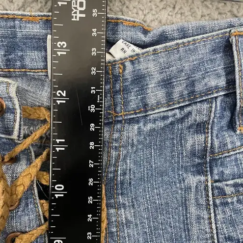 Carolina Blues Denim Shorts Women 18W Blue Light Wash Lace Up Y2K