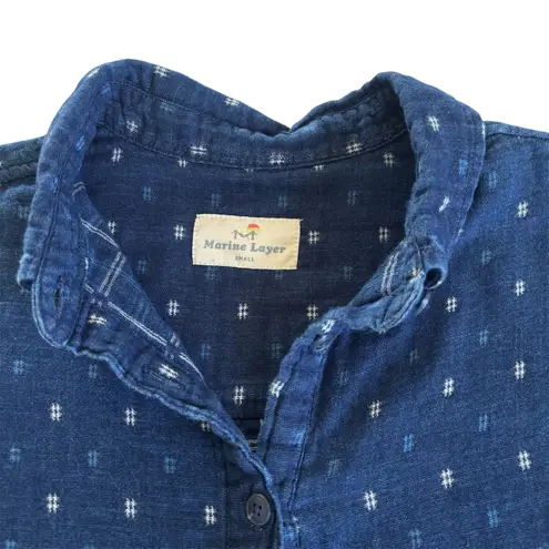 Marine layer Juniper Indigo Dyed Shirt Dress Womens Small Casual Boho Cotton