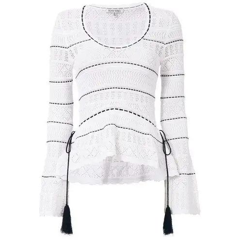 Torn By Ronny Kobo Ronny Kobo Henya open knit bell sleeve boho top size S small