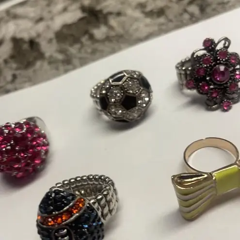 Adjustable Or Stretchy Statement Rings Lot Of 5