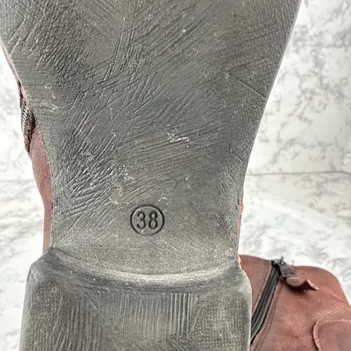 Miz Mooz Womens Siggy Bucket Ankle Boots Size 38/8 Merlot Brown Leather Side Zip