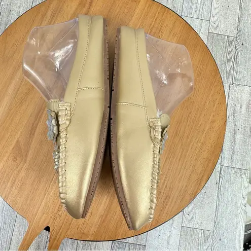 Lands’ End Snowflake Fur Lined Moccasin Slipper Loafer Metallic Gold Size 8 Gold