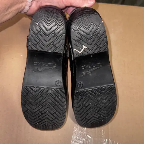 Dansko Black Swirl Patent Scribble Leather Clog Shoes Women's Size 37 6.5 - 7