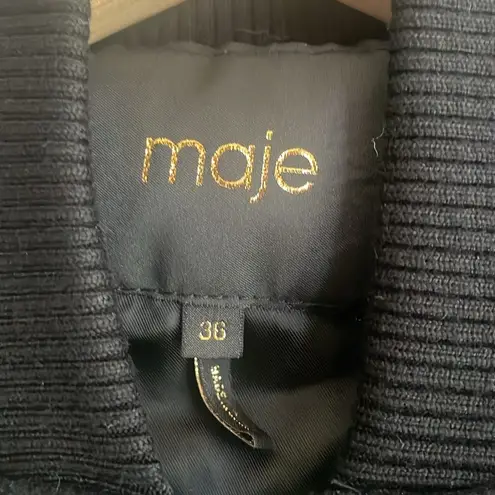 Maje Woman Satin-paneled Wool-blend Coat Black