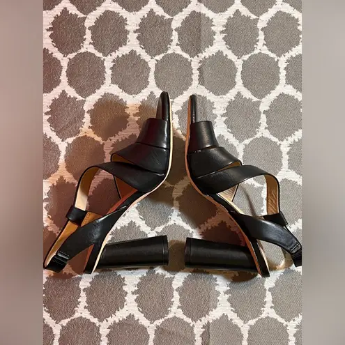 Antonio Melani  Black Strappy Block Heels 7.5 weddings evening party 3.25 in heel