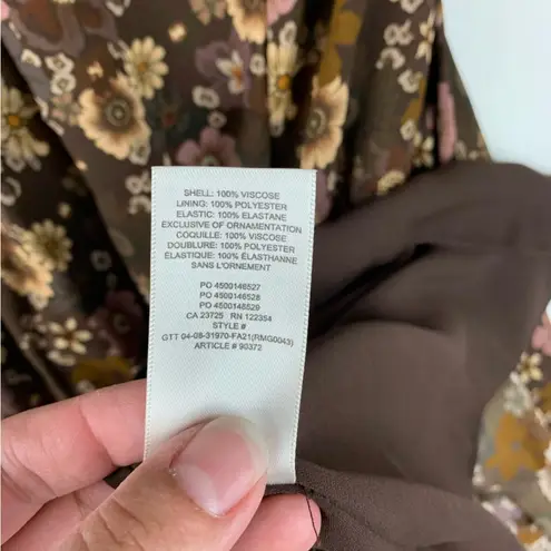 Wilfred size small grace midi sun dress brown white floral square neck boho