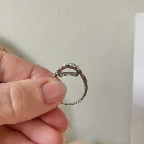 Boutique Silver Sparkly Multi Layered Four Shank Folded Ring “Nazarin” Pave Inset Rhinestone Jewelry