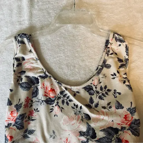 None Floral Sleeveless Maternity Dress - Cream and Pink