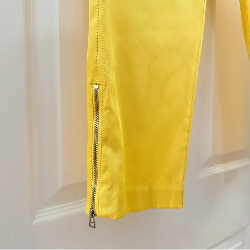 New York & Co 7th Avenue Suiting Collection Flat Front Zip Ankle Pants Yellow 4