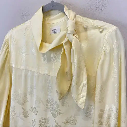 Aritzia  Wilfred Trapeze Blouse Floral Neck Tie Yellow Size M