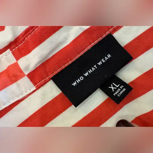 Who What Wear  puff quarter sleeve button down stripes
Shirt size XL thumbnail 4