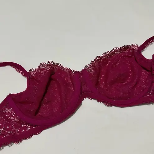 gilligan and o'malley Gilligan & O’Malley Balconette Bra Floral Lace Underwire  36C Magenta Shade