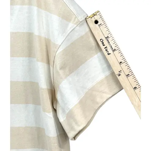 Everlane  Womens The Organic Cotton Polo Dress S Cream Tan Striped Short Sleeve