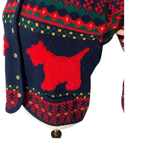 VINTAGE TALLY HO Scottish Terrier Christmas Cardigan Red Size M