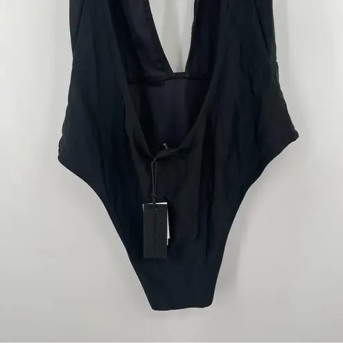 Kendall + Kylie  Swimsuit One Piece Plunge Black Sexy Beach Swim Tie NWT Medium