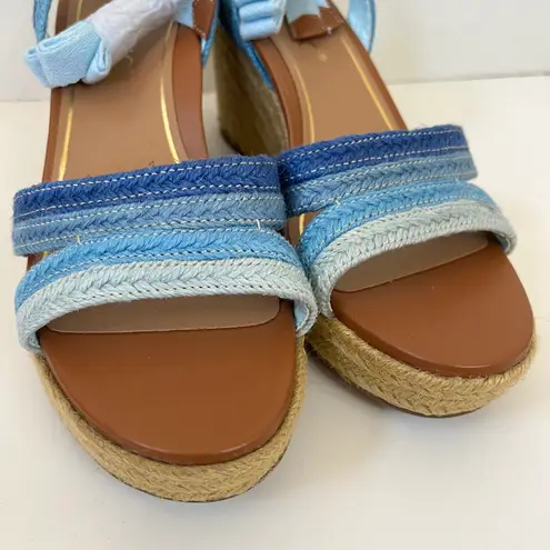 Vionic NEW Capri Flutter Ankle Strap Espadrilles Wedge Sandals Powder Blue