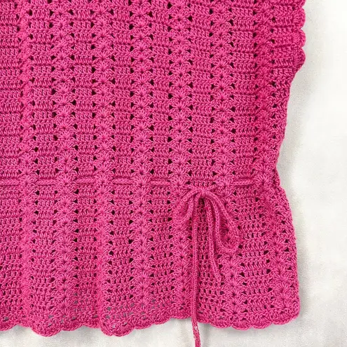 Handmade Womens Crochet Sleeveless Sweater Size Medium Boho Feminine Cottage