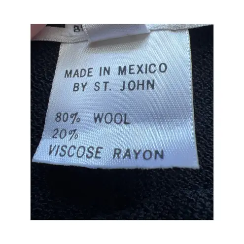 St John Sport Vintage Wool Blend Long Solid Black Knit Skirt Small