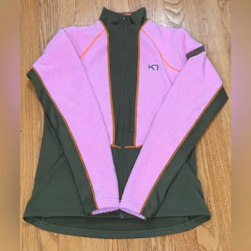 KARI TRAA Ragnhild Full Zip Midlayer Jacket – Size S, Prism Pink / Olive