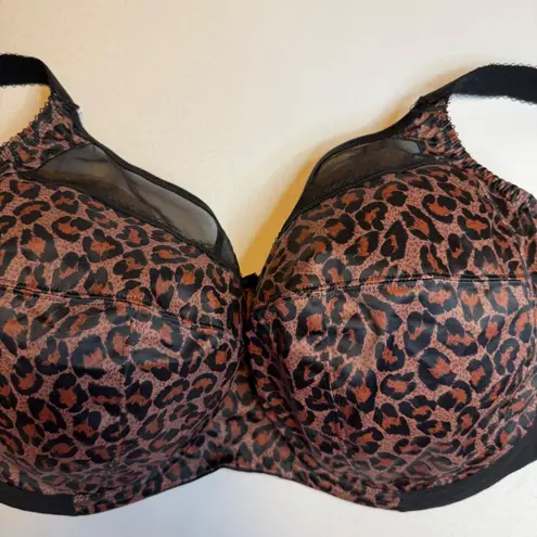 Goddess Kayla Underwire Bra Leopard Print Full Coverage Plus Size 40K Support Brown