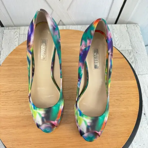 Guess  Honora Watercolor Platform Peep Toe Pumps Size 7.5