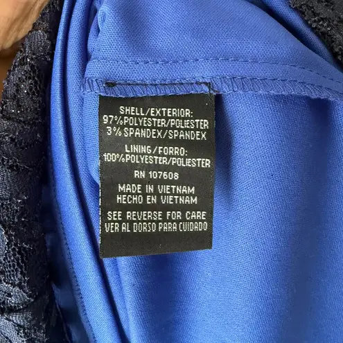 Leslie Fay Sz 14 Blue Lace sleeveless sheath formal Dress NWOT