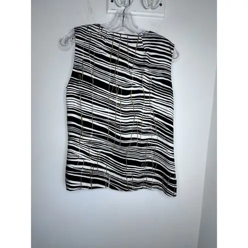 Hobbs London Black, White & Brown Classic Sleeveless Top UK 10 USA 6 SEE NOTE Size M