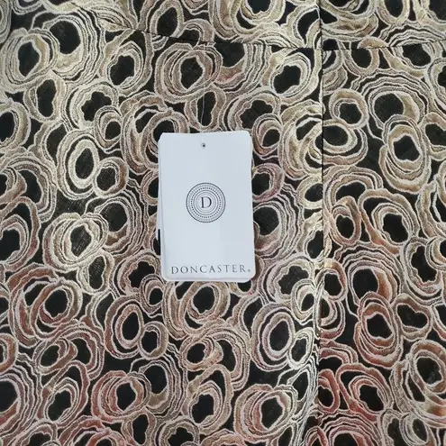 Doncaster Black & Gold Metallic Dressy Circle Skirt Size 8 NWT