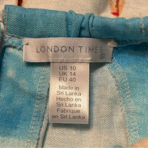 London Times Multicolor Beach Scene Linen Blend Dress NWT size 10