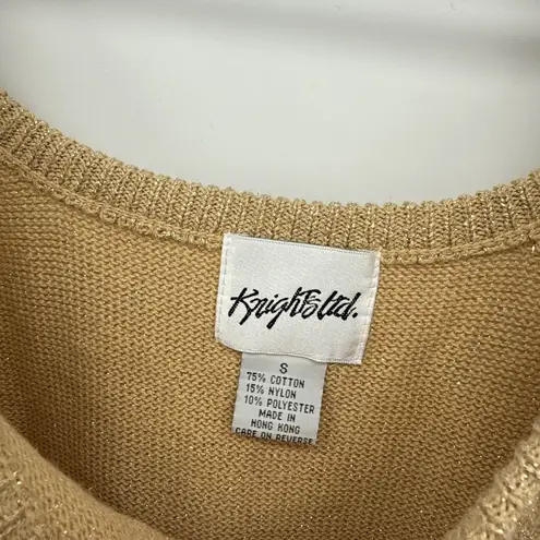 Knights Ltd Vintage Gold Shimmer Sweater Tank Top Cotton Blend Party Small