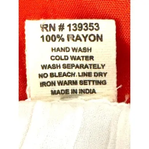 7 Islands XL Dip Dye Red White Rayon Tunic Dress India Boho Festival Summer