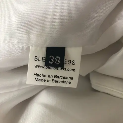 Bless The Mess Structured Blazer Artisan Neon Embellished Cuffs White sz M 38